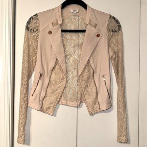 Lace top zip up